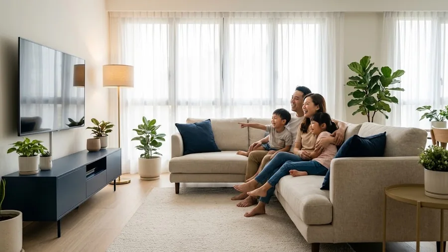 Illustrative interior of a living room in a contemporary Singapore condominium